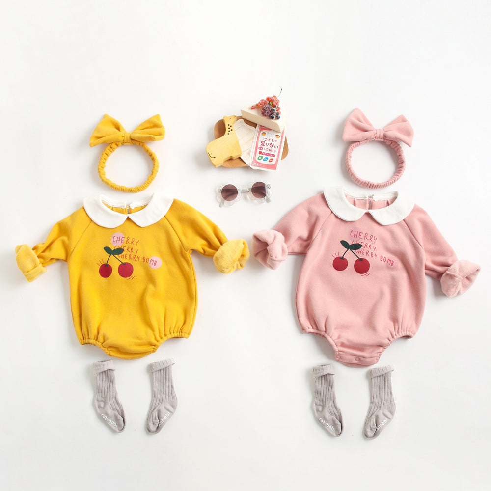 Baby Kid Girls Letters Fruit Bow Print Rompers Wholesale 609910467