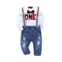 Load image into Gallery viewer, 2 Pieces Set Baby Kid Boys Letters Rompers And Ripped Jumpsuits Wholesale 642712181
