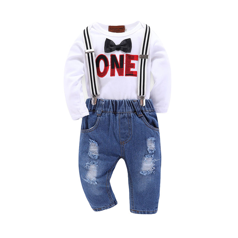 2 Pieces Set Baby Kid Boys Letters Rompers And Ripped Jumpsuits Wholesale 642712181