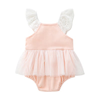 Load image into Gallery viewer, Baby Girls Color-blocking Bow Lace Rompers Headwear Wholesale 657110870

