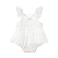 Load image into Gallery viewer, Baby Girls Color-blocking Bow Lace Rompers Headwear Wholesale 657110870
