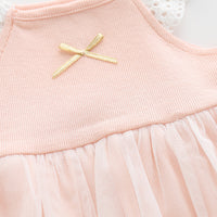 Load image into Gallery viewer, Baby Girls Color-blocking Bow Lace Rompers Headwear Wholesale 657110870
