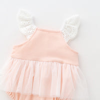 Load image into Gallery viewer, Baby Girls Color-blocking Bow Lace Rompers Headwear Wholesale 657110870
