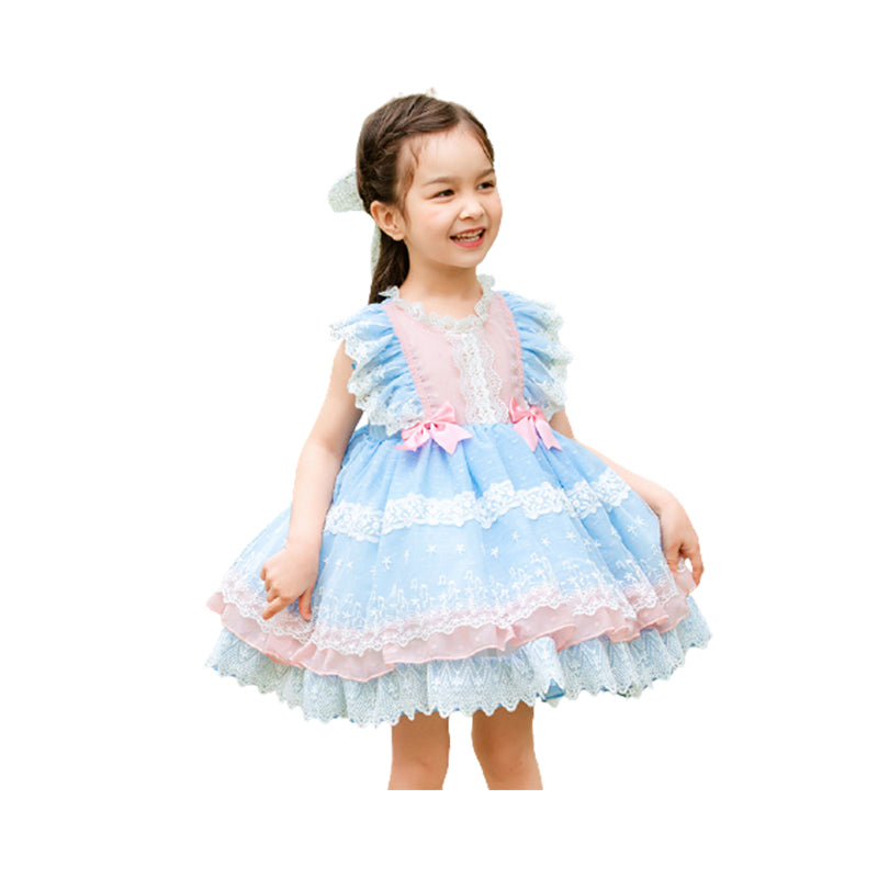 Baby Kid Girls Bow Lace Embroidered Birthday Party Dresses Princess Dresses Wholesale 657910255