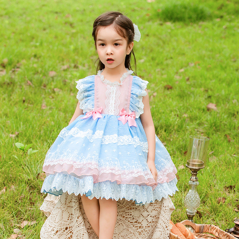 Baby Kid Girls Bow Lace Embroidered Birthday Party Dresses Princess Dresses Wholesale 657910255