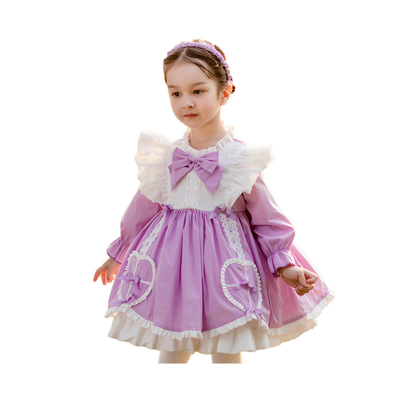 Baby Kid Girls Love heart Bow Dressy Birthday Party Spanish Dresses Princess Dresses Wholesale 662210294