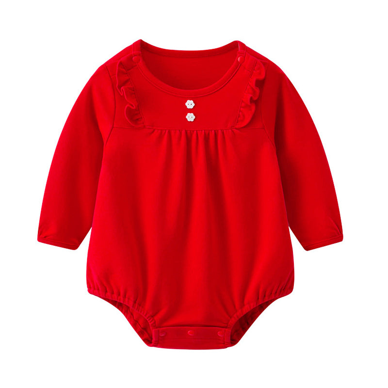 Baby Girls Solid Color Rompers Wholesale 67909678