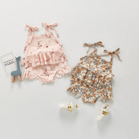 Load image into Gallery viewer, 2 Pieces Set Baby Kid Girls Flower Print Tops Shorts And Rompers Wholesale 684411968
