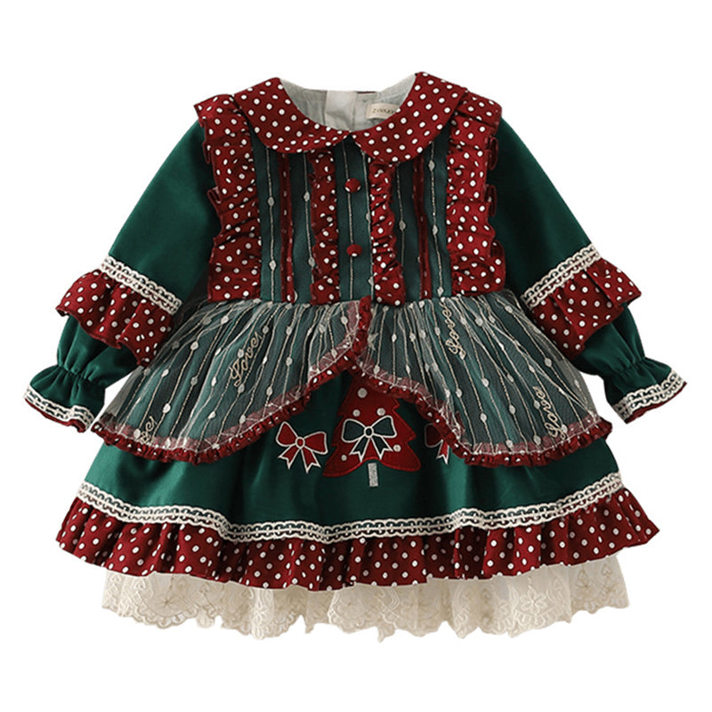 Baby Girls Bow Lace Dressy Birthday Party Spanish Dresses Princess Dresses Wholesale 686110306