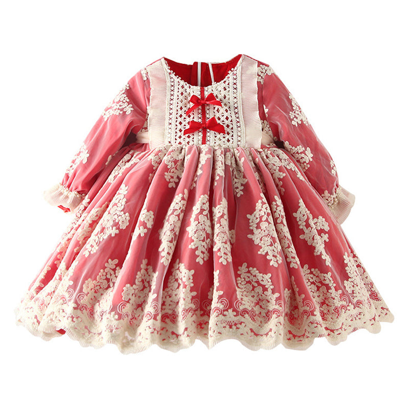Baby Kid Girls Bow Lace Dressy Birthday Party Dresses Princess Dresses Wholesale 691210281