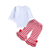 Load image into Gallery viewer, 2 Pieces Set Baby Girls Letters Rompers And Striped Pants Wholesale 86187585
