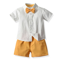 Load image into Gallery viewer, 2 Pieces Set Baby Kid Boys Birthday Party Bow Shirts And Solid Color Rompers Wholesale 230326451
