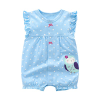 Load image into Gallery viewer, Baby Girls Polka dots Animals Cartoon Bow Embroidered Print Rompers Wholesale 22051602
