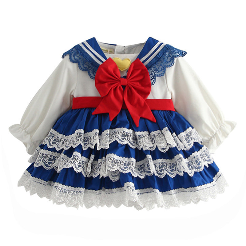 Baby Kid Girls Love heart Bow Lace Dressy Birthday Party Dresses Princess Dresses And Accessories Headwear Wholesale 701110305