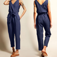Load image into Gallery viewer, Women Solid Color Ribbon Jumpsuits Wholesale 71189471
