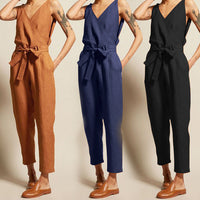 Load image into Gallery viewer, Women Solid Color Ribbon Jumpsuits Wholesale 71189471
