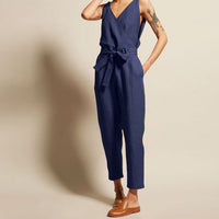 Load image into Gallery viewer, Women Solid Color Ribbon Jumpsuits Wholesale 71189471

