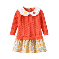 Load image into Gallery viewer, Baby Kid Girls Flower Crochet Embroidered Muslin&amp;Ribbed Print Dresses Wholesale 72079607
