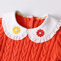 Load image into Gallery viewer, Baby Kid Girls Flower Crochet Embroidered Muslin&amp;Ribbed Print Dresses Wholesale 72079607
