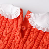 Load image into Gallery viewer, Baby Kid Girls Flower Crochet Embroidered Muslin&amp;Ribbed Print Dresses Wholesale 72079607
