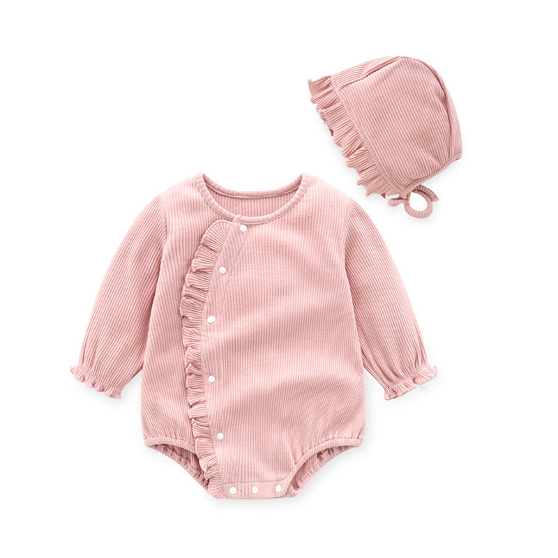 2 Pieces Set Baby Girls Solid Color Rompers Wholesale 722310804