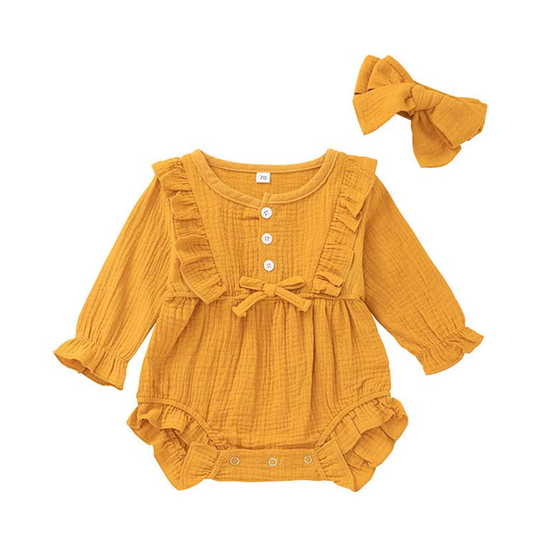 Baby Kid Girls Solid Color Bow Rompers Wholesale 72399963