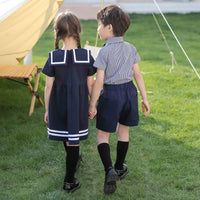 Load image into Gallery viewer, 2 Pieces Set Kid Big Kid Boys Dressy Checked Shirts And Solid Color Shorts Wholesale 733412000
