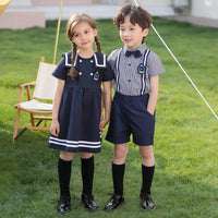 Load image into Gallery viewer, 2 Pieces Set Kid Big Kid Boys Dressy Checked Shirts And Solid Color Shorts Wholesale 733412000
