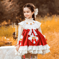 Load image into Gallery viewer, Baby Kid Girls Cartoon Bow Lace Embroidered Birthday Party Dresses Princess Dresses Wholesale 780110233
