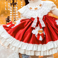 Load image into Gallery viewer, Baby Kid Girls Cartoon Bow Lace Embroidered Birthday Party Dresses Princess Dresses Wholesale 780110233
