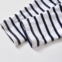 Load image into Gallery viewer, 2 Pieces Set Baby Kid Girls Striped Color-blocking Bow Rompers Solid Color Pants Wholesale 78919694
