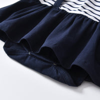 Load image into Gallery viewer, 2 Pieces Set Baby Kid Girls Striped Color-blocking Bow Rompers Solid Color Pants Wholesale 78919694
