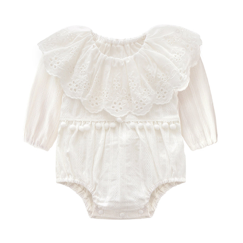 Baby Girls Solid Color Lace Embroidered Rompers Wholesale 798210846