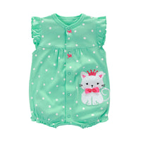 Load image into Gallery viewer, Baby Girls Polka dots Animals Cartoon Bow Embroidered Print Rompers Wholesale 22051602
