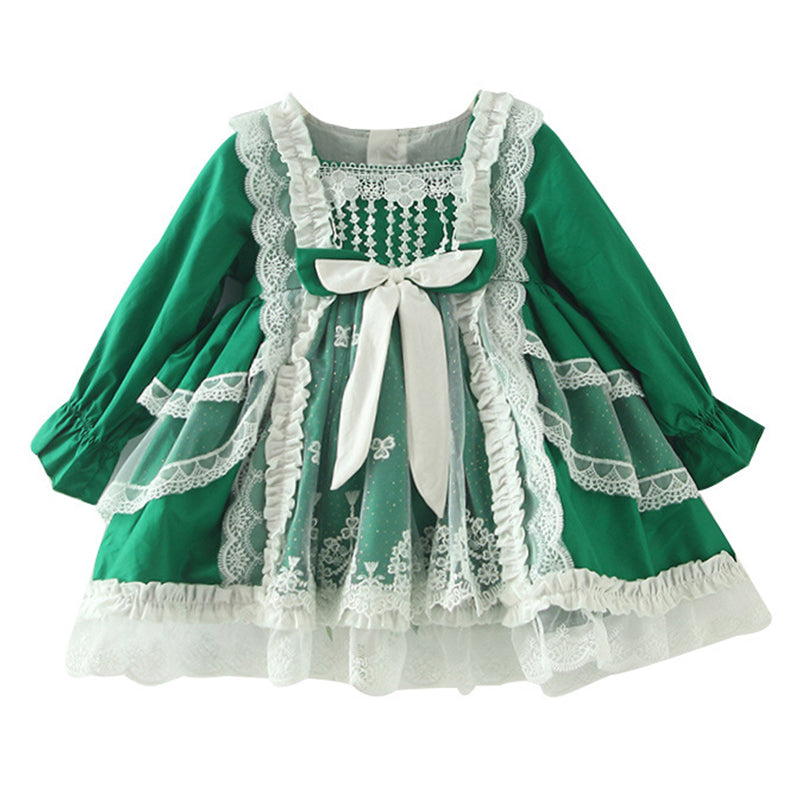 Baby Kid Girls Bow Lace Embroidered Birthday Party Dresses Princess Dresses Wholesale 826910254