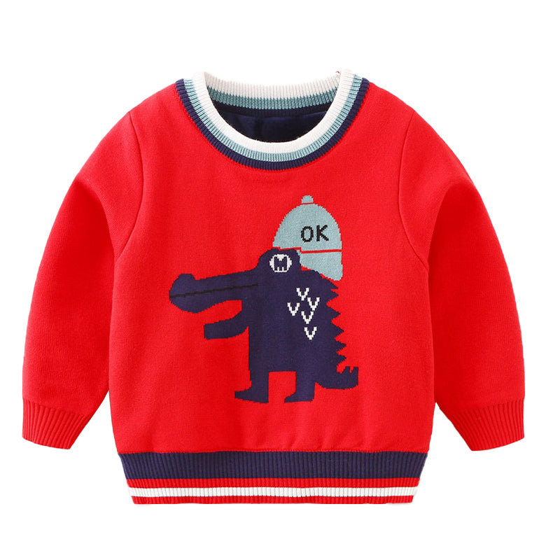 Kid Boys Striped Letters Animals Cartoon Crochet Sweaters Wholesale 83828396