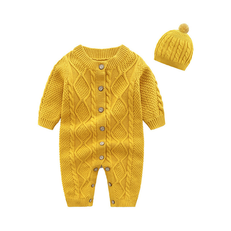 Baby Unisex Solid Color Crochet Jumpsuits Wholesale 84219571