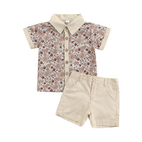 Load image into Gallery viewer, 2 Pieces Set Baby Kid Unisex Flower Shirts And Solid Color Shorts Wholesale 861112034
