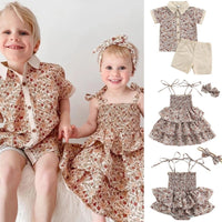 Load image into Gallery viewer, 2 Pieces Set Baby Kid Unisex Flower Shirts And Solid Color Shorts Wholesale 861112034

