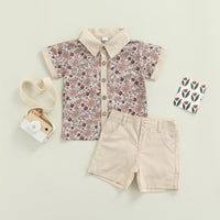 Load image into Gallery viewer, 2 Pieces Set Baby Kid Unisex Flower Shirts And Solid Color Shorts Wholesale 861112034
