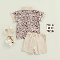 Load image into Gallery viewer, 2 Pieces Set Baby Kid Unisex Flower Shirts And Solid Color Shorts Wholesale 861112034
