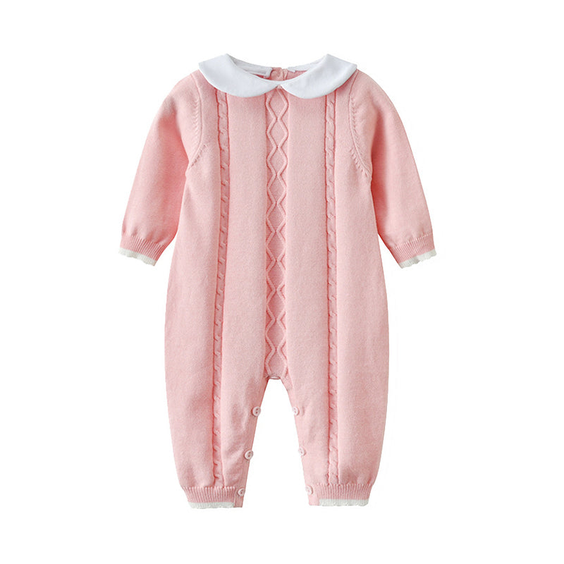 Baby Girls Solid Color Crochet Jumpsuits Wholesale 86999603
