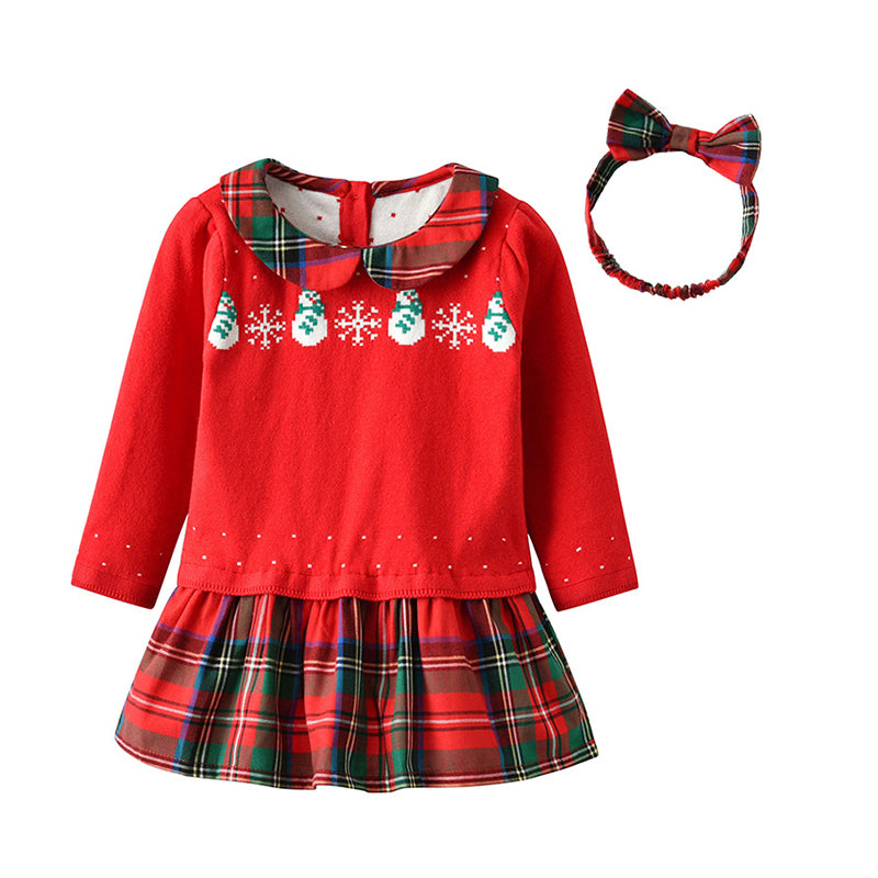 Baby Kid Girls Checked Crochet Dresses And Bow Headwear Wholesale 88139666
