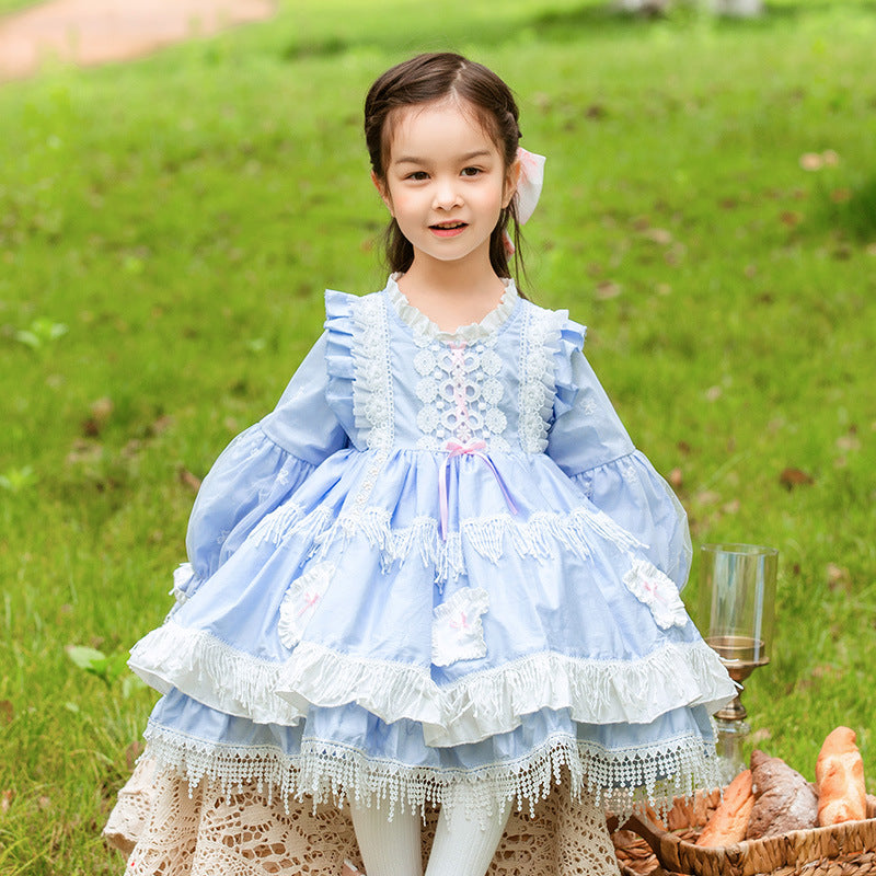 Baby Kid Girls Bow Lace Embroidered Dressy Birthday Party Dresses Princess Dresses Wholesale 882110251