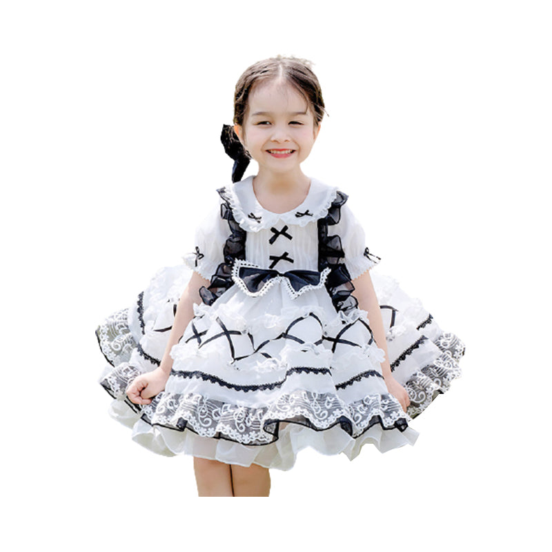 Baby Kid Girls Bow Lace Embroidered Dressy Birthday Party Dresses Princess Dresses Wholesale 892710257