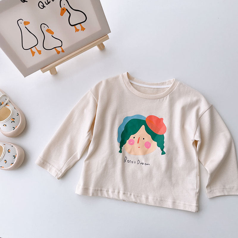 Baby Kid Girls Letters Cartoon Print Tops Wholesale 221010289