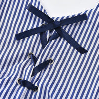 Load image into Gallery viewer, 2-Piece Baby Toddler Girl Drawstring Cami Top With Shorts Stripe Outfit Wholesale 48042805
