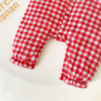 Load image into Gallery viewer, Baby Kid Girls Checked Bow Lace Jumpsuits Wholesale 901710454
