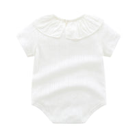 Load image into Gallery viewer, Baby Girls Solid Color Lace Muslin&amp;Ribbed Rompers Wholesale 910210879
