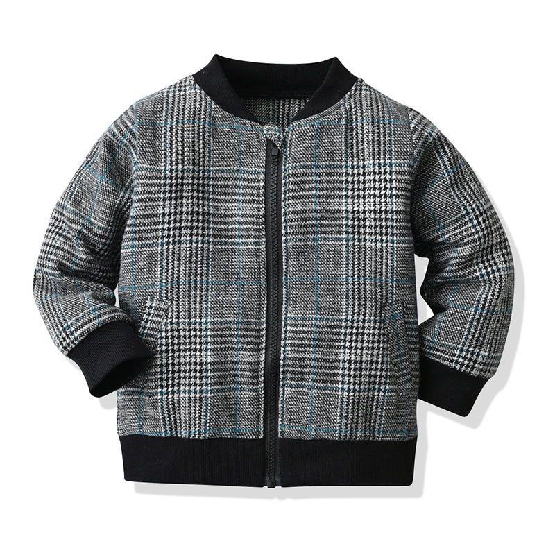 Baby Kid Boys Checked Houndstooth Muslin&Ribbed Jackets Outwears Wholesale 91049292